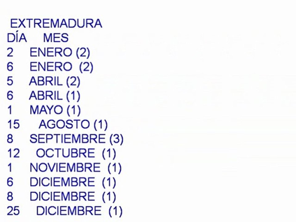 Calendario Fiestas laborales 2012