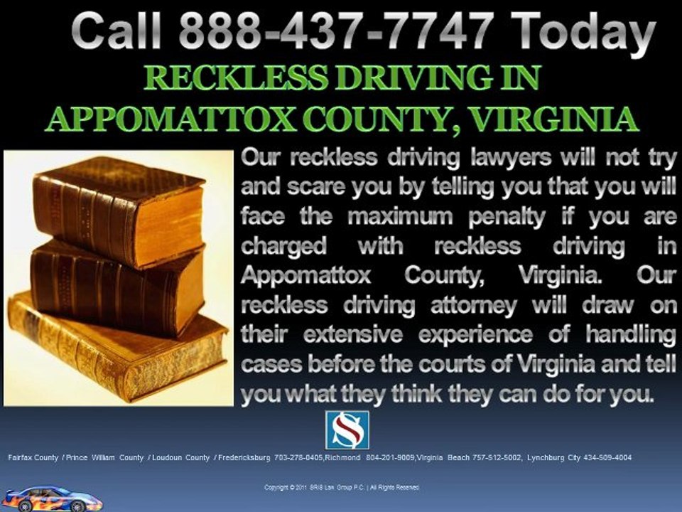 RECKLESS DRIVING APPOMATTOX COUNTY VIRGINIA LAWYER