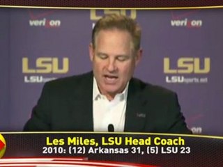 Les Miles Talks LSU-Arkansas