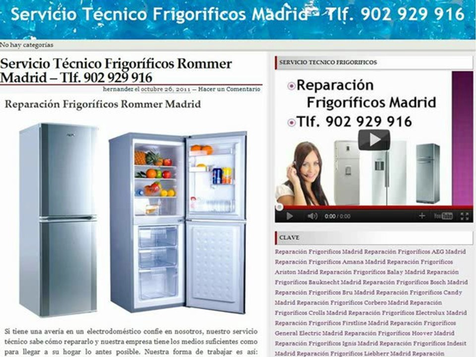 Reparación Frigoríficos Rommer Madrid - Tlf. 902 929 706