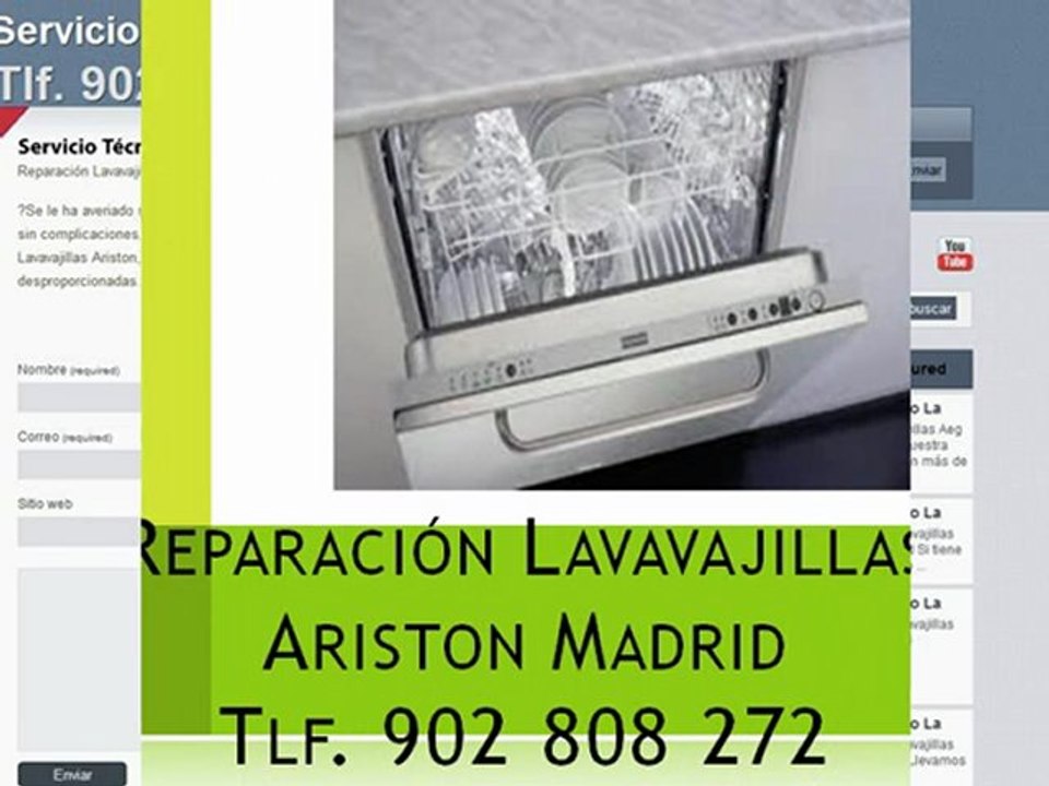 Reparación lavavajillas Ariston Madrid - Tlf. 902 808 272