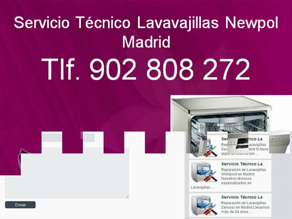 Reparación lavavajillas NewPol Madrid - Tlf. 902 808 272