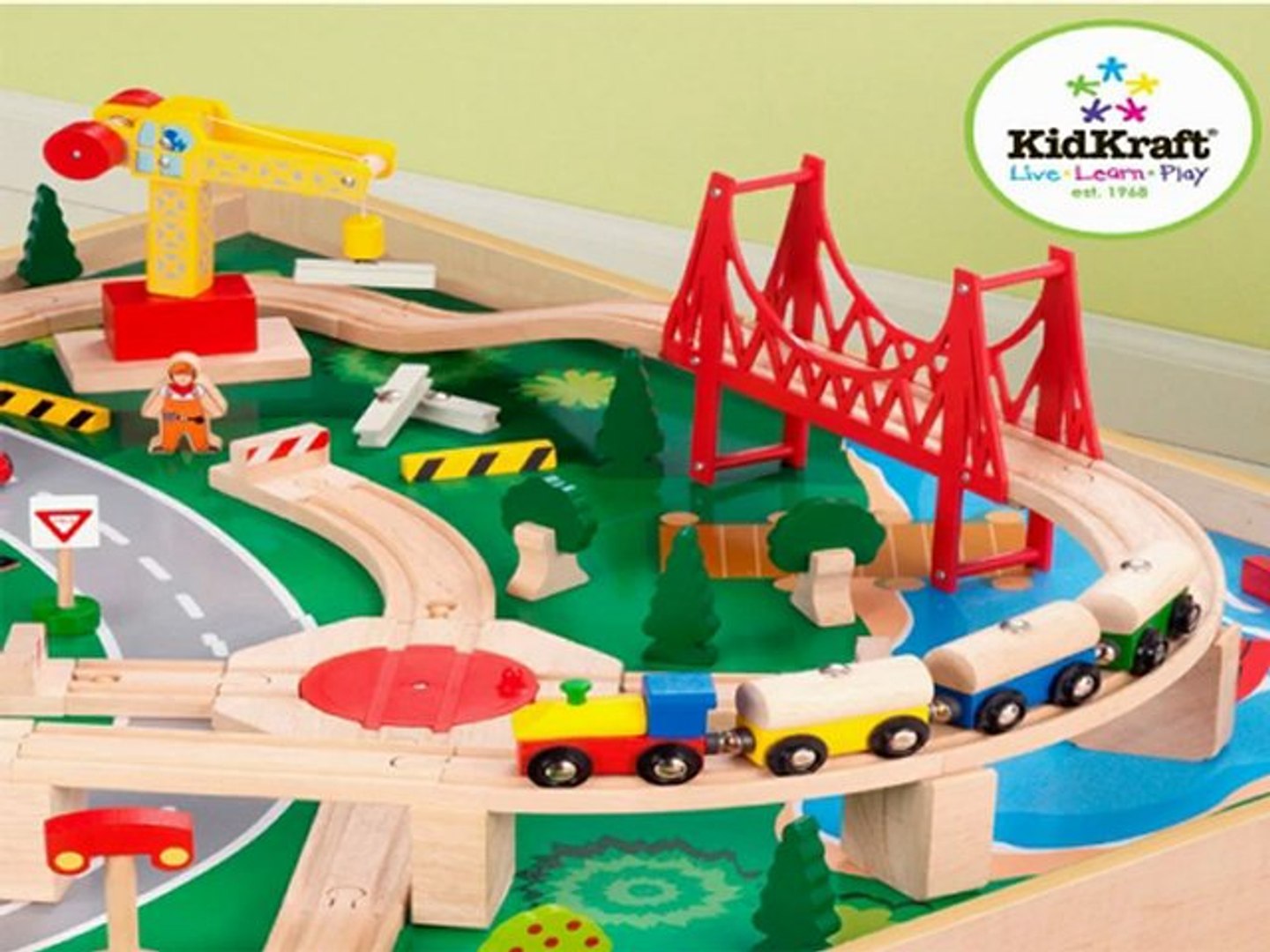 kidkraft waterfall mountain train set and table
