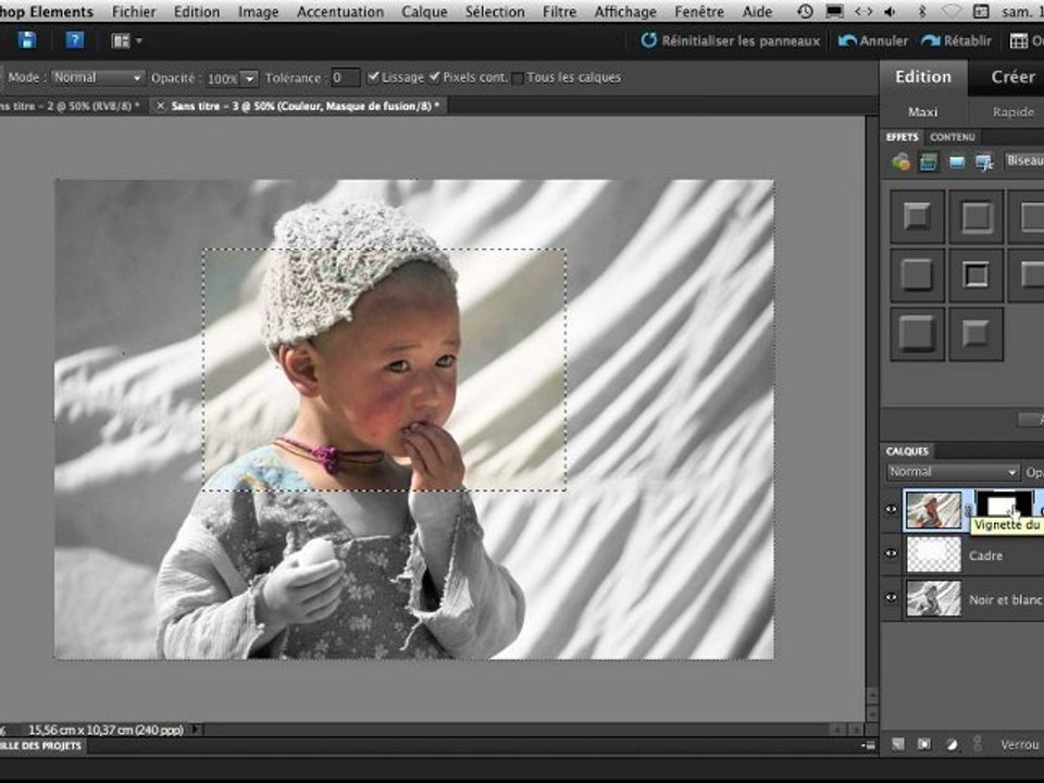 Mettre une photo couleur dans une photo noir et blanc