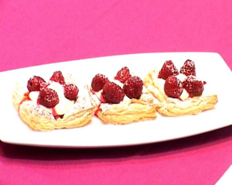 Blätterteigschnitten Himbeer-Vanille