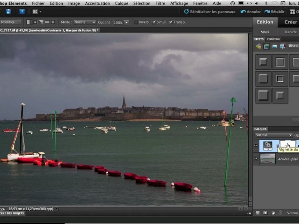 Correction du contraste d'une image avec un masque de fusion