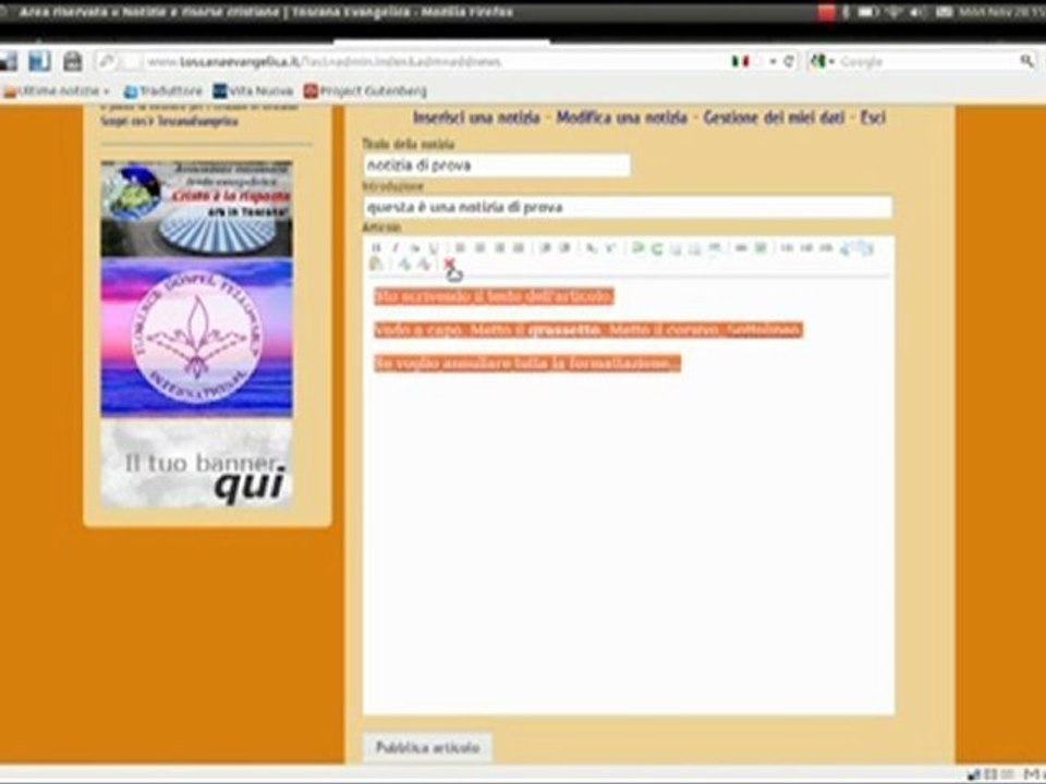 Istruzioni per i redattori