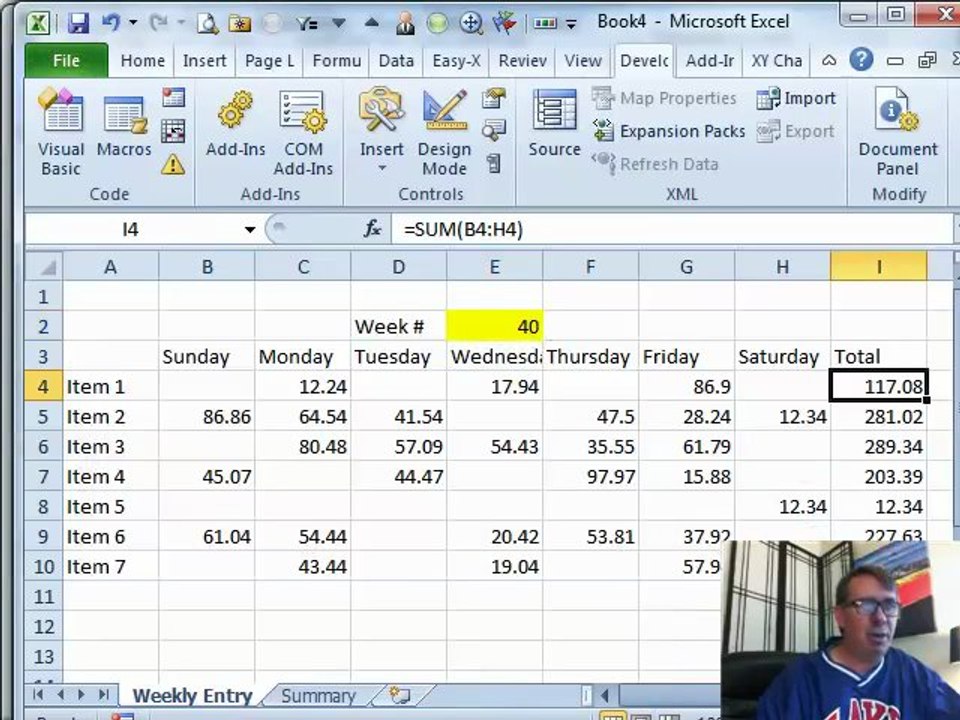 Learn Excel  - "Copy Total to Weeks Macro": #1470
