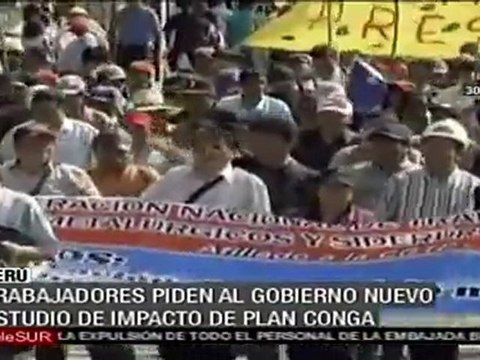 Trabajadores peruanos se suman a oposición al proyecto Conga