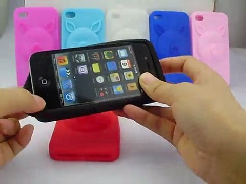 Funny 3D Pig iPhone 4S Silicone Case -Black