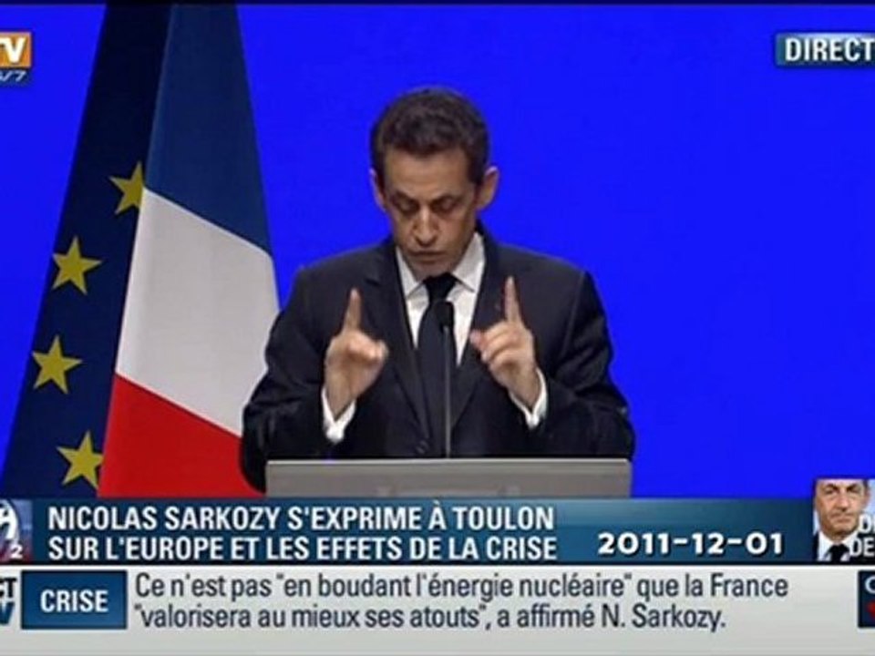 Soumission de Sarkozy aux banksters usuriers de la financeDiscours de TOULON II 01-12-2011