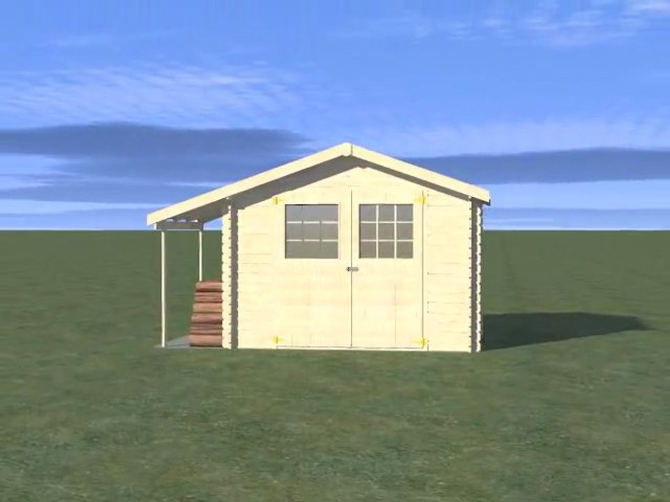 Abri de jardin en bois La Plagne 5,9m²  avec appentis - Vidéo de présentation