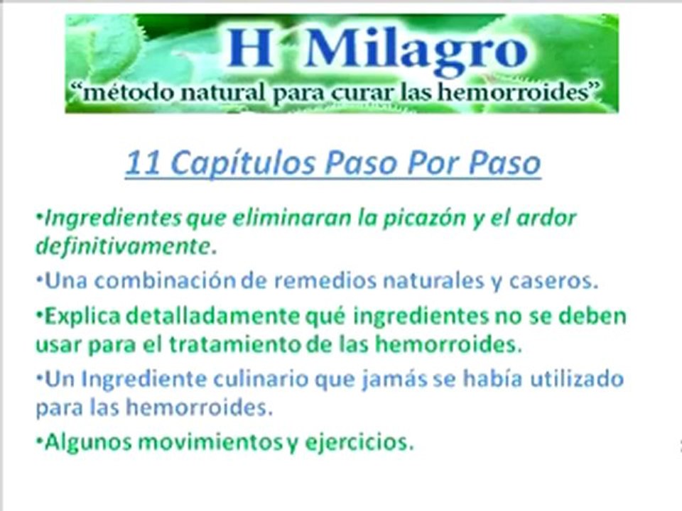 Testimonio del Milagro para la hemorroides