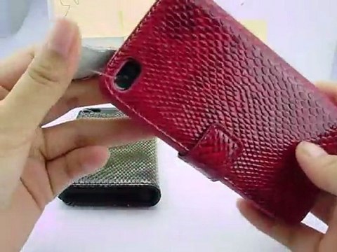 Red Snake Skin Leather Wallets for iPhone 4/4S