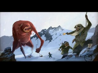 Singes alpinistes contre truc rouge dans la neige