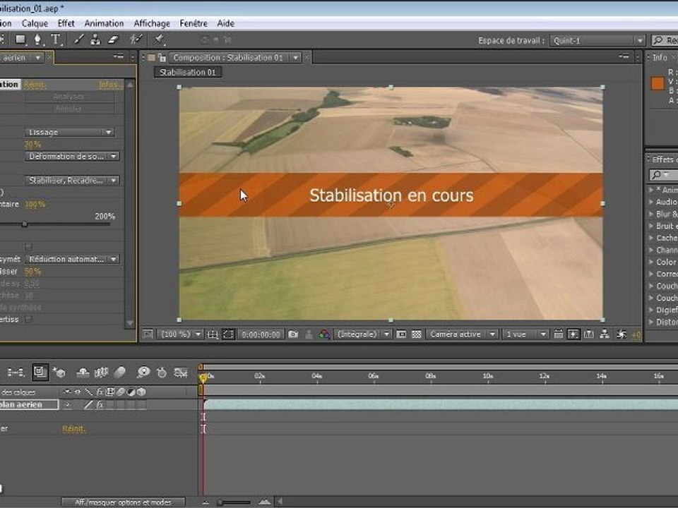 Adobe After Effects CS5.5 : Stabilisation d'une prise de vue aérienne