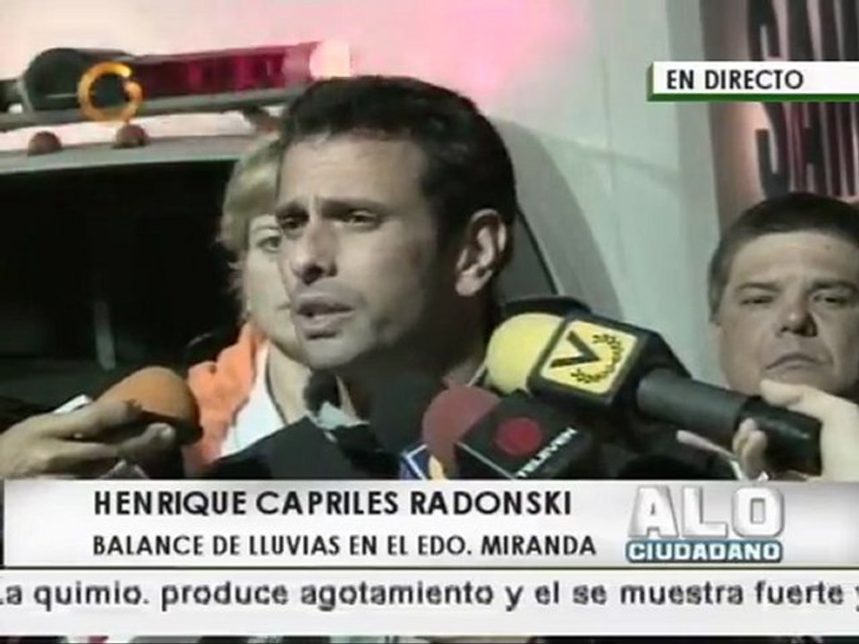 Gobernador Henrique Capriles Radonski realiza balance sobre las lluvias en Miranda