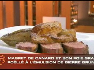 Magret de canard et son Foie Gras poêlé à l'émulsion de bière brune par Nathalie de MasterChef