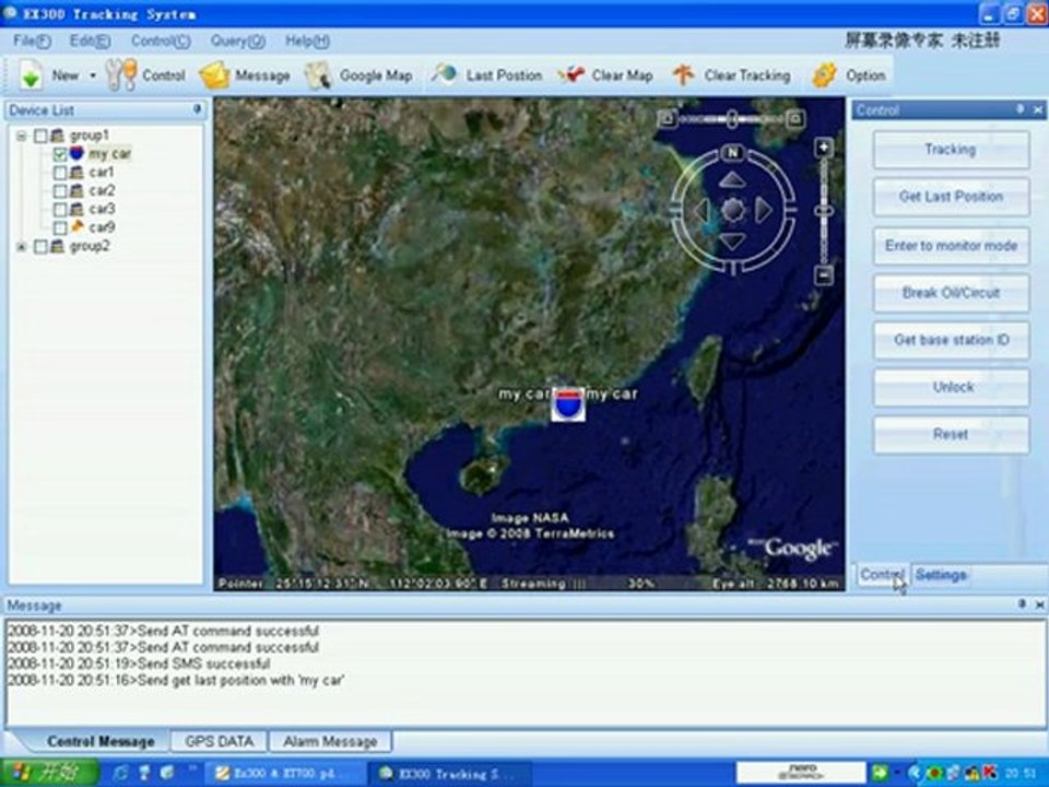 track car_vehicle or person on a PC with free Google maps , EX300 GPS tracking