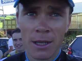 Chris Froome (Team Sky) talks after winning stage 17 at the 2011 Vuelta Espana
