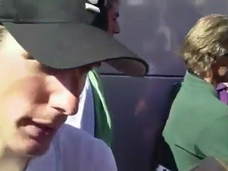 Andy Schleck talks after the finish of stage 17 of the Tour de France