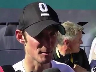 Frank Schleck talks after the finish of stage 17 of the Tour de France
