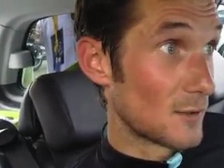 Frank Schleck talks after stage 14 of the Tour de France