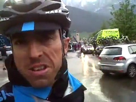 Russell Downing talks after making it to the end of stage 15 of the Giro d'Italia