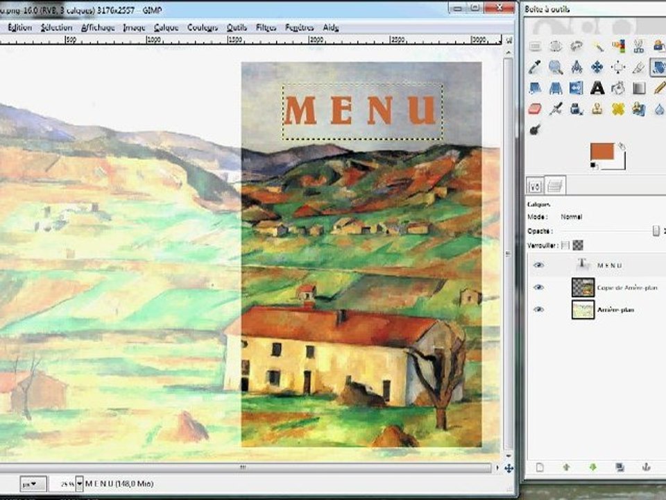 Un menu avec le logiciel GIMP
