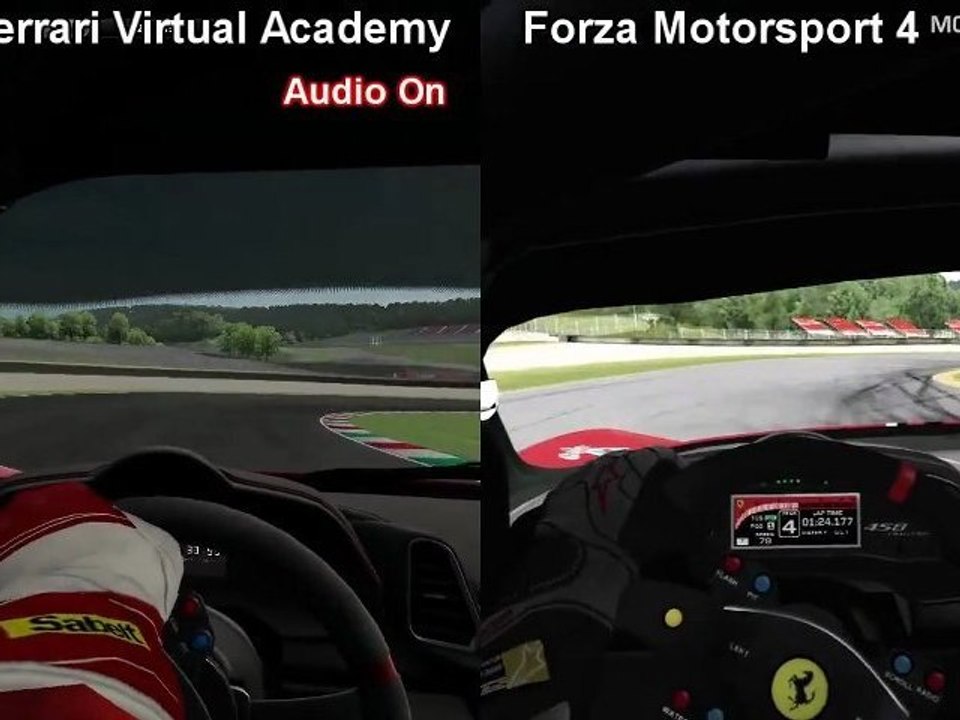 Ferrari Virtual Academy vs Forza Motorsport 4 - Ferrari F458 Challenge at Mugello