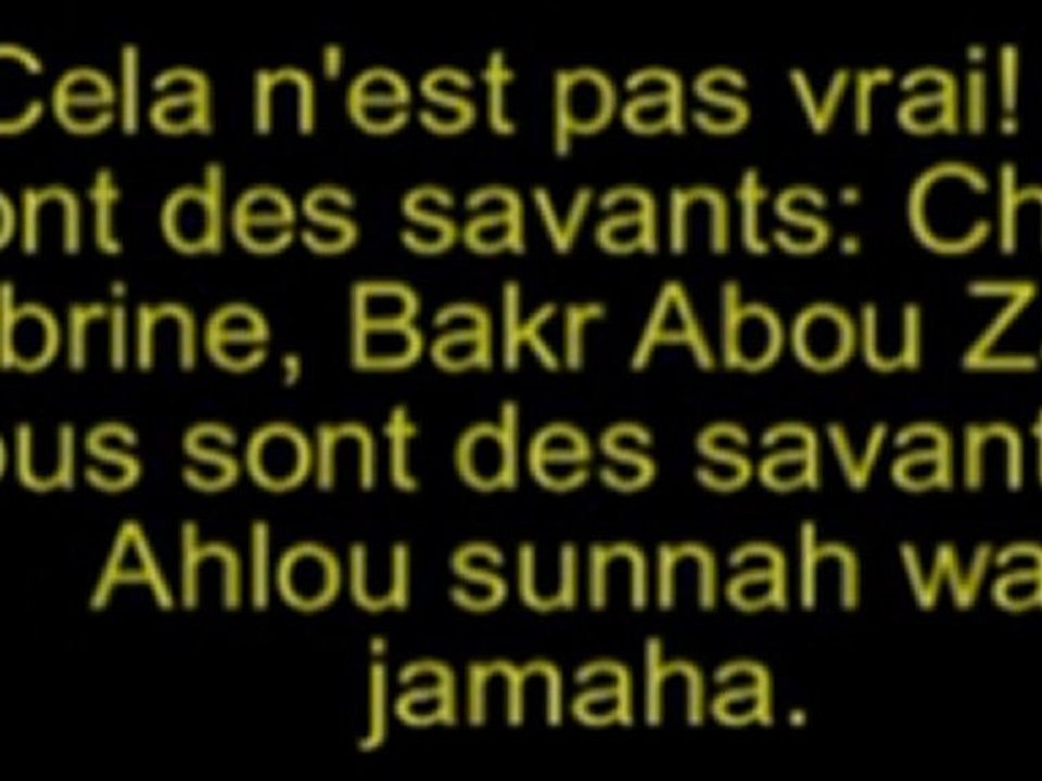 Cheikh Rajihi sur certains chouyoukhs accusé a tort de takfiris