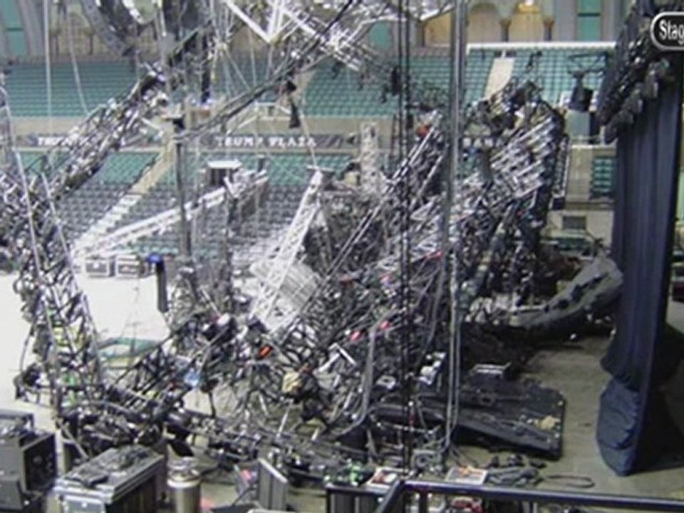 Stagehand TV-Christina Aguilera Justin Timberlake TRUSS COLLAPSE!