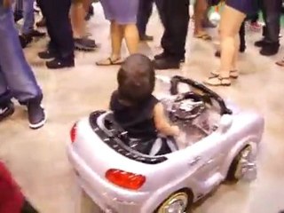 Lil Kid Stuntin' On Some Custom Wheels For His Mini Car