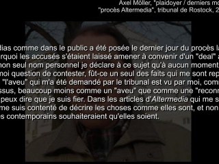 Procès Altermedia : derniers mots d'Axel Möller (24 octobre 2011, tribunal de Rostock)