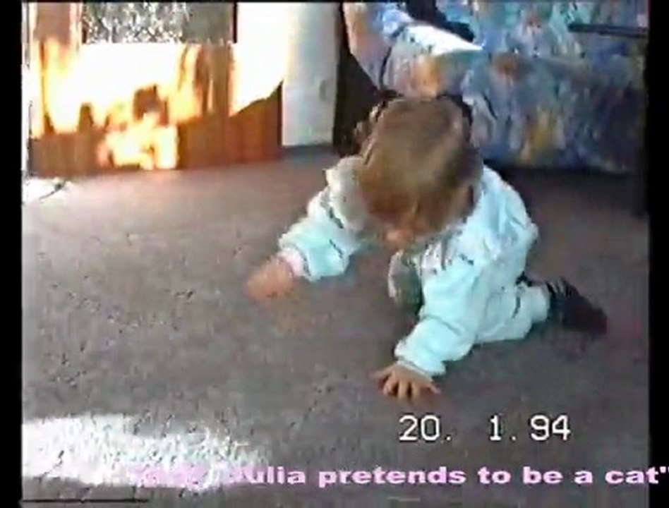 little Julia pretends to be a cat