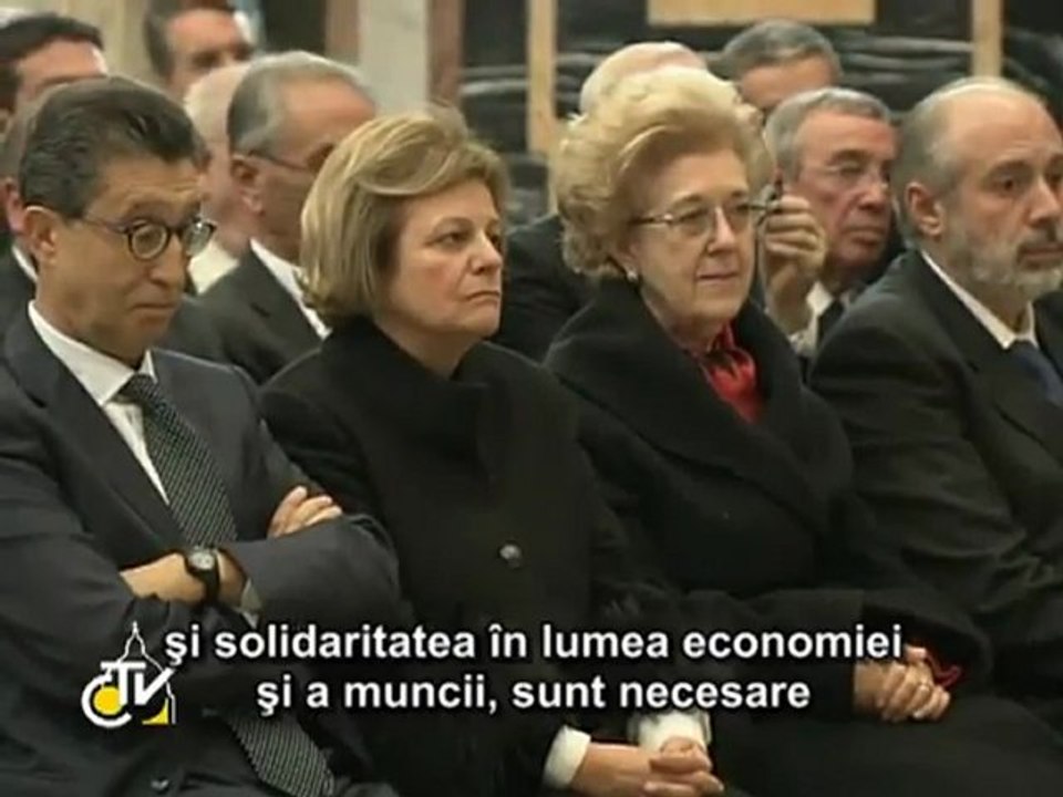 Benedict al XVI-lea: Solidaritate faţă de economia în criză