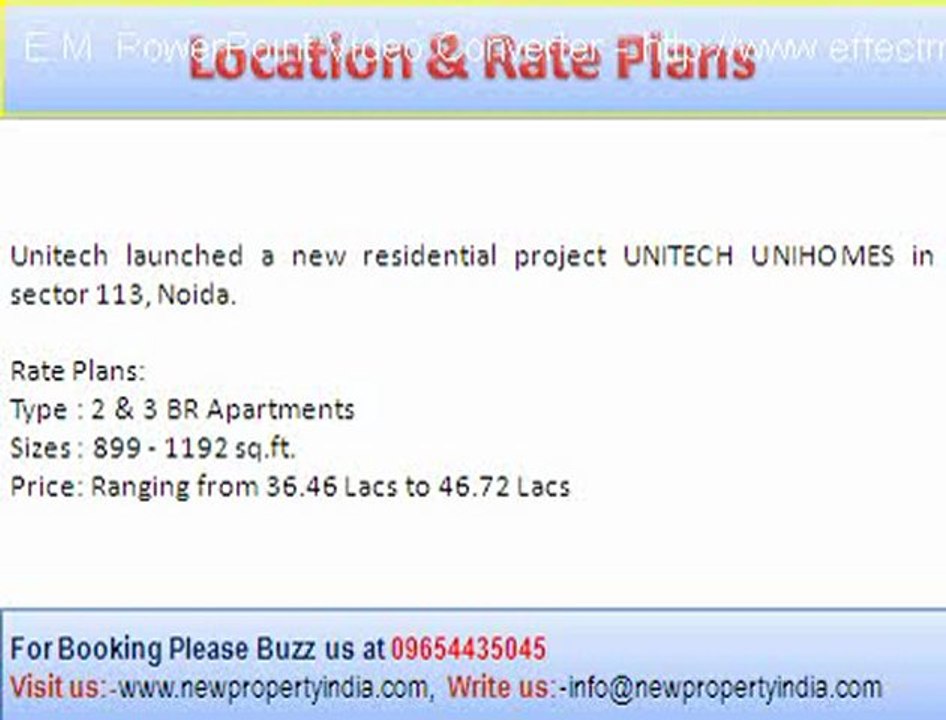 Unitech Unihomes Sector 113 Noida || NEW LAUNCH !! CALL @ +91 9654435045