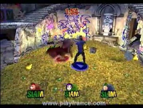 Shrek SuperSlam (PS2) - Partie multijoueurs mettant en scène 3 persos