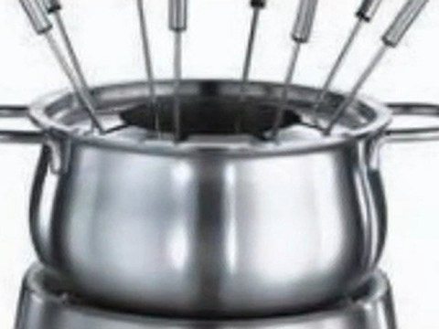 Severin FO 2406 Fondue, Edelstahl-gebürstet / 8 Fonduegabeln / 800 W