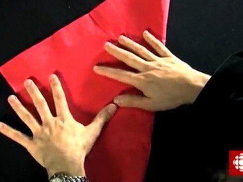 Tour de magie - Le crayon au travers de la serviette