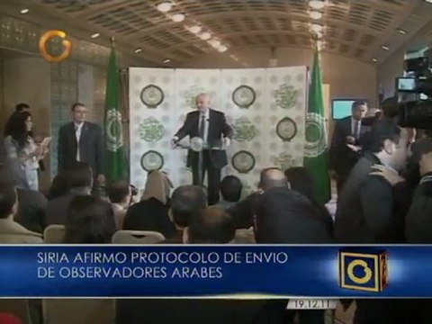 Siria afirmó protocolo de envío de observadores árabes
