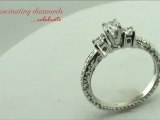 Round Cut Diamond Three Stone Engagement Ring Vintage Engraved