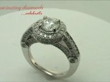 Round Cut Halo Diamond Engagement Ring Pave Setting