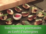 Trois bouchées gourmandes au confit d'aubergines - 750 Grammes