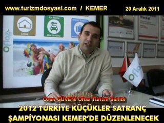 2012 TÜRKİYE KÜÇÜKLER SATRANÇ ŞAMPİYONASI KEMER’DE DÜZENLENECEK