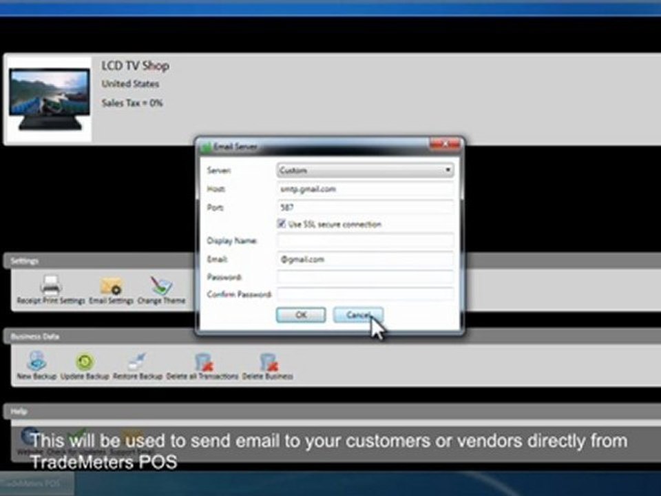 TradeMeters POS Home Module-Email Settings and Theme Customization