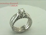 Round Cut Diamond Wedding Ring Set with Princess Cut Side Stones in Channel Setting