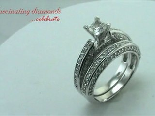 Princess Cut Diamond Wedding Rings Set in Knife Edge Setting