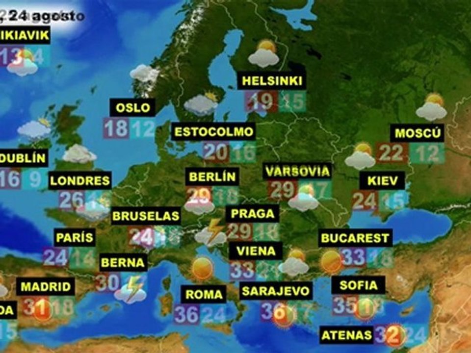 El tiempo en Europa, por países, previsión miércoles 24 y jueves 25 de agosto