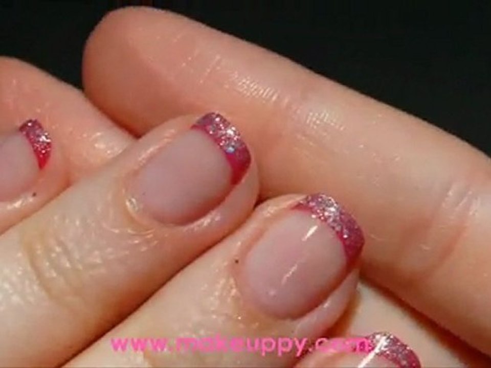 French manicure con glitter